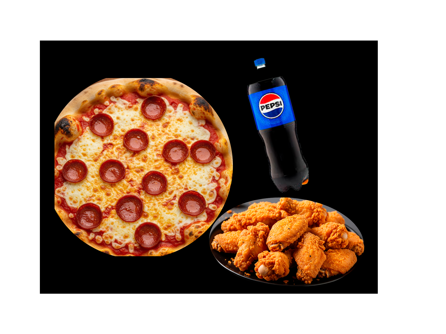 1 Pizza pequeña + 10 alitas + 1 refresco 2.5L (Combo 14)